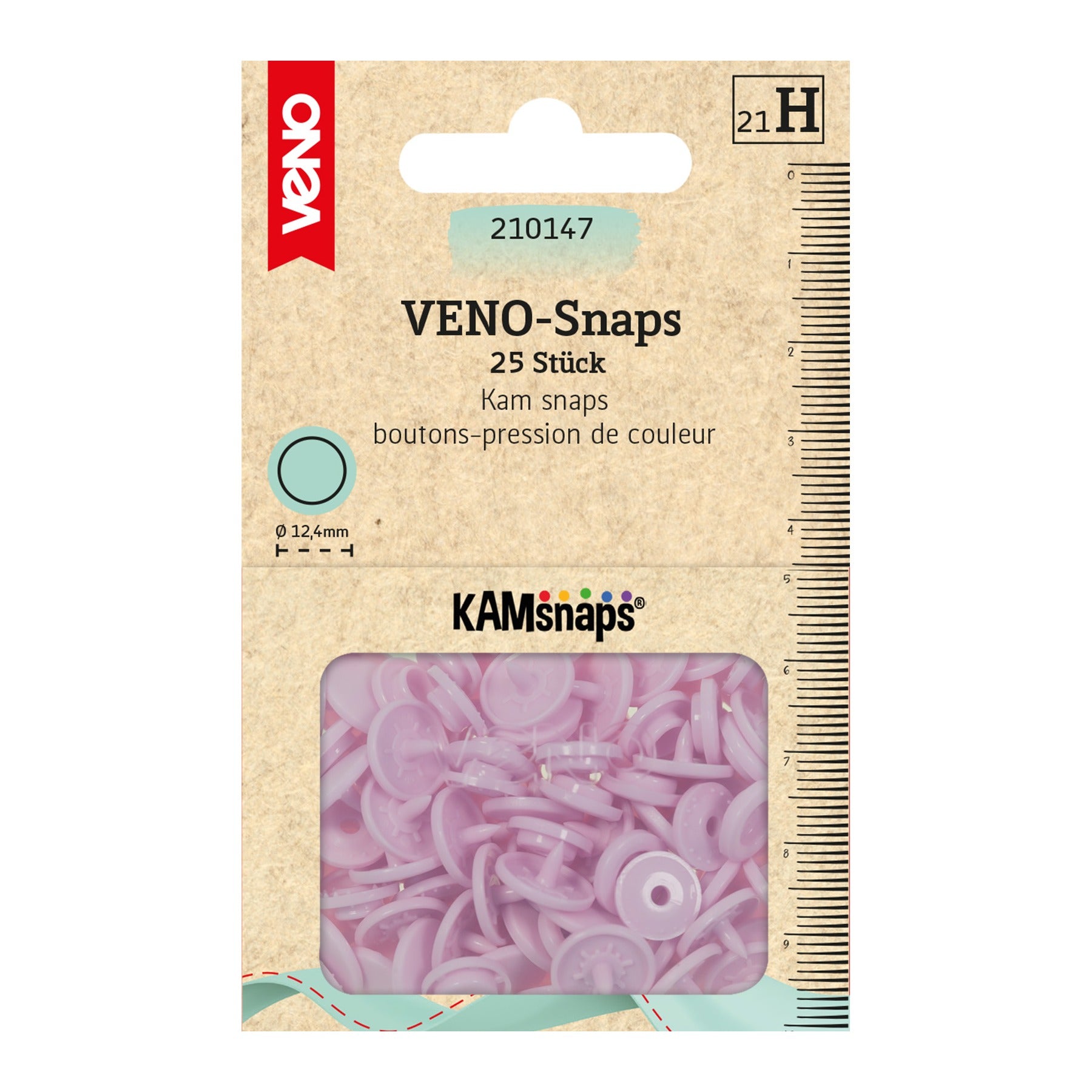 VENO Snaps rosa – Druckknöpfe 12,4 mm für Nähprojekte